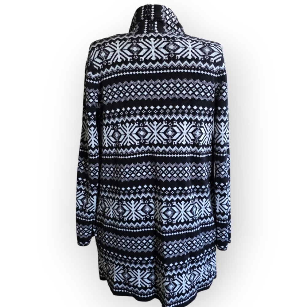 Tommy Hilfiger Geo Print Long Open Cardigan, Black & White, Size Small - Picture 4 of 9